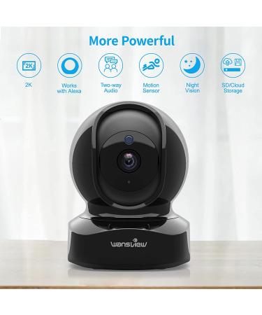 Wansview 2K WiFi Security Camera with 2-Way Audio, Night Vision, Alexa Compatibility - Black - Buy Online on SooperMarket.com