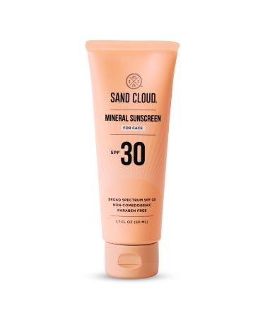 Sand Cloud Broad Spectrum Mineral Sunscreen for Face SPF 30 1.7 Oz - Zinc Oxide Face Sunscreen for Sensitive Skin - Fragrance-Free Facial Mineral Sunscreen that Hydrates Nourishes & Protects Skin