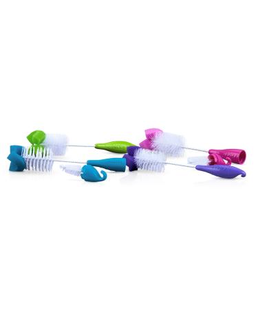 Nuby 2-Pack Bottle and Nipple Brush with Sponge Tip  Colors May Vary 2 Count (Pack of 1) Fuchsia/Purple