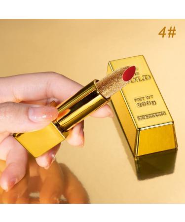 Shimmery Metallic Glitter Lipstick - Gold Bar Design | Long Lasting & Waterproof Lip Makeup 3.5g - Buy Online on SooperMarket.com