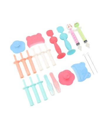 Newborn Grooming Kit  Nasal Aspirator Silicone Baby Gas Reliever Lightweight Tweezers Medicine Brushes 21Pcs Gift for Home