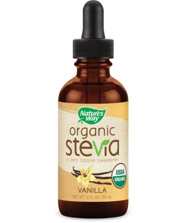 Nature's Way Organic Stevia zero calorie sweetener no bitterness, Vegetarian Non-GMO Vanilla, 2 Oz
