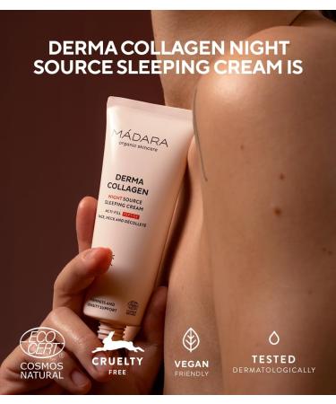 MADARA Organic Skin Care DERMA COLLAGEN Night Source Sleeping Cream Overnight Hydrating & Firming Cream with Peptides Algae & Hyaluronic Acid for Anti-Aging & Skin Renewal 70ml - Buy Online on SooperMarket.com