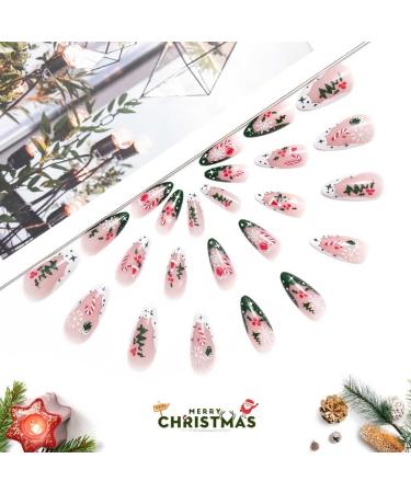 Vatocu Christmas False Nails - Short Red Press on Nails with Snowflakes, Elk, and Snowman Designs - 24pcs for Women and Girls - Buy Online on SooperMarket.com