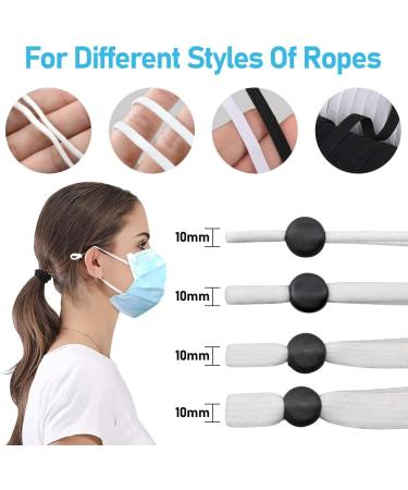 100 Pcs White Silicone Cord Locks for Masks - Adjustable Elastic Stopper for Drawstrings - Non-Slip Buckle for Adults and Kids - Buy Online on SooperMarket.com