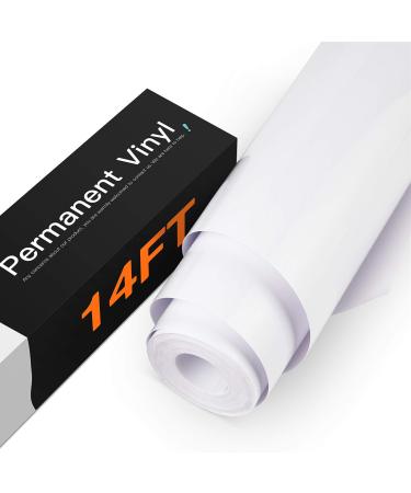 HTVRONT White Permanent Vinyl  White Vinyl for Cricut - 12 x 14 FT White Adhesive Vinyl Roll for Cricut  Silhouette  Cameo Cutters  Signs  Scrapbooking  Craft  Die Cutters (Glossy White)