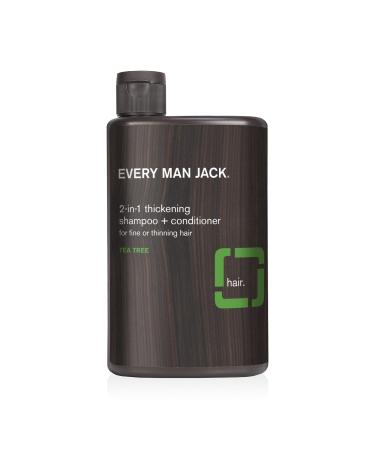 Every Man Jack Tea Tree Mens Thickening 2-in-1 Shampoo + Conditioner - Restore Thickness Cleanse and Condition - Made with Naturally Derived Ingredients - Paraben Free Dye Free