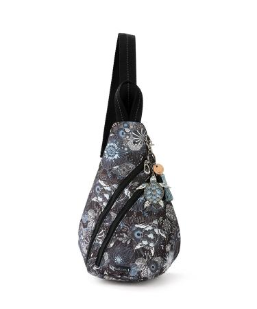 Sakroots Women's Go Sling Backpack in Nylon Eco Twill, Midnight Seascape, One Size
