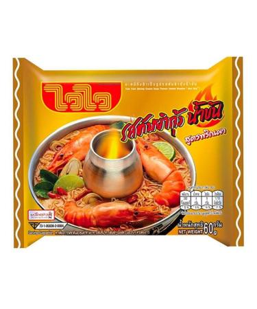 Wai Wai Instant Noodles - Thai Creamy Tom Yum Sour Soup Flavour 60g (Pack of 6)