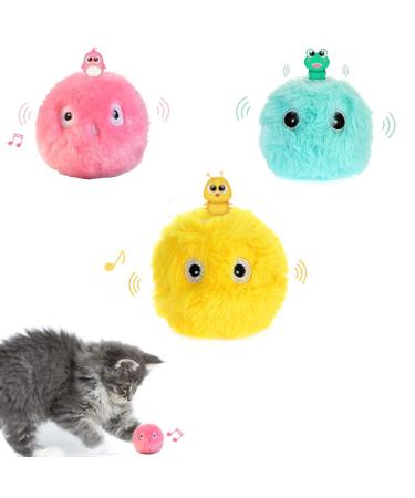 PUPPBUDD 3 Cat Toys With Catnip Interactive Cat Ball Electric with Sound For Cat to Play 3 Pieces