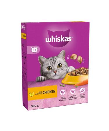 Whiskas 1+ Adult Cat Dry Food Chicken 300g (Pack of 6)