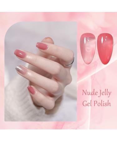 Nude Jelly Gel Nail Polish - Sheer Nude Jelly Transparent Gel Nail Polish - 7ml Nude Pale Pink Nail Polish - Soak Off U V LED Gel Nail Varnish - Buy Online on SooperMarket.com