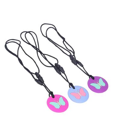 Buy 3Pcs Butterfly Pattern Baby Teething Toys Set - Soft Silicone Sensory Chew Necklaces for Infants - International Shipping Available! - Buy Online on SooperMarket.com