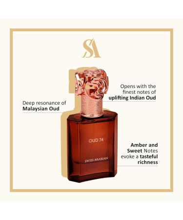 Swiss Arabian Oud 74 - Luxury Products From Dubai - Long Lasting Addictive Personal EDP Spray Fragrance - Seductive Signature Aroma - 1.7 Oz - Buy Online on SooperMarket.com