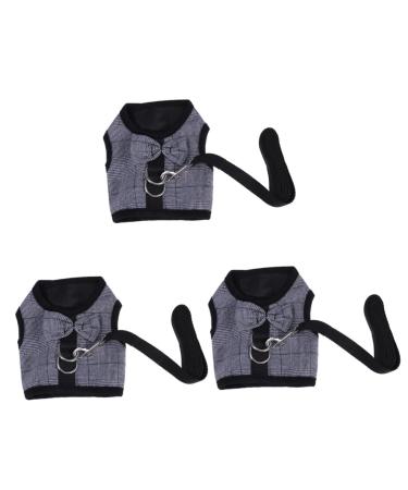 Minkissy 3pcs Bunny Vest Dress Small Animal Dress Hedgehog Clothes Guinea Pig Clothes Rabbit Rope Soft Ferrope Harness Guinea Pigs Harness Vest Guinea Pig Lead Vest Breate Size 3x3Pcs Gray Black 3 pieces