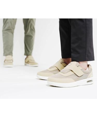 KWUKOTY Men's Diabetic Adjustable Sneakers - No Lace | Wide Sizes 7-12 | Plantar Fasciitis Relief | Black - Buy Online on SooperMarket.com