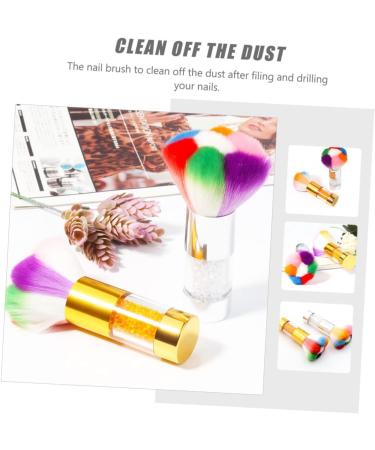 Mikinona 1pc Dust Brush Nail Art Brush Tool Nail Cleaning Gadget Powder Cleaner Nail Scrubbing Brush Manicure Supplies Powder Brush Cleaner Fake Hair Edges Acrylic Nail Brush Nylon Wool 11.5x6cm Golden - Buy Online on SooperMarket.com