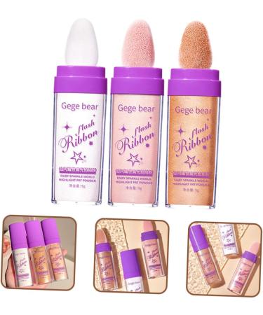 BELLIFFY 3pcs Highlight Pat Powder Highlighter Powder Patting Glitter Highlight Patting Powder Glitter for Hair Makeup Highlighter Body Highlighter Face Powder Compact Body Makeup - Buy Online on SooperMarket.com