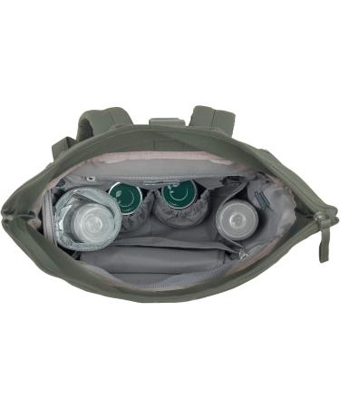 Eco-Friendly Casual Baby Changing Bag Backpack | Diaper Pad Stroller Attachment & Bottle Holder - GRE Rolltop Up in Olive - Buy Online on SooperMarket.com