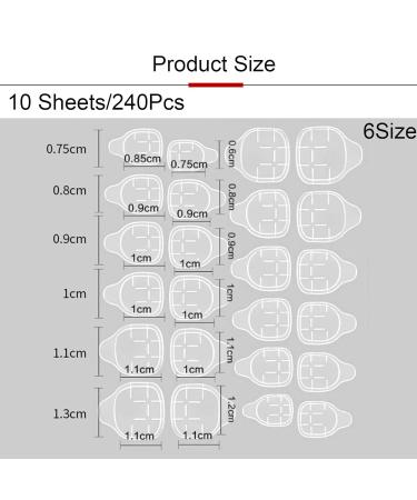 ILamourCar False Nails Stickers 240 Pcs Double-Side Glue Nail Sticker Waterproof Breathable False Nail Glue Stickers for DIY Nail Art Decoration (10 Sheets) - Buy Online on SooperMarket.com