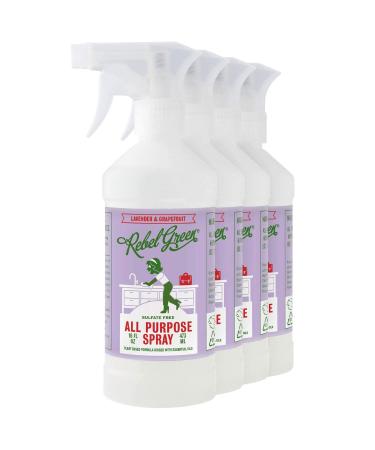 Rebel Green Natural All-Purpose Cleaning Spray - Essential Oil Multi-Surface Cleaner - Kid Safe, Pet Safe & Sustainable Cleaning Products - Lavender & Grapefruit Scent - (16 Ounce Bottles, 4 Pack)