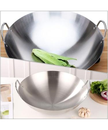 DELURA Japanese Wok Chinese Cooking Pot Kitchen Frying Pan Stainless Steel Pan Cooking Pan with Handle Frying Pan Wok Pan Stainless Steel Cooking Utensils (Color : Silver Size : 32X32CM) 32X32CM Silver - Buy Online on SooperMarket.com