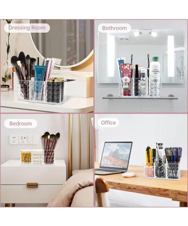 Ubetree Acrylic Makeup Organizer - 3 Compartment Cosmetic Storage for Eyeliners Lipsticks & Brushes - Transparent Vanity Holder for Bathroom & Office - Buy Online on SooperMarket.com