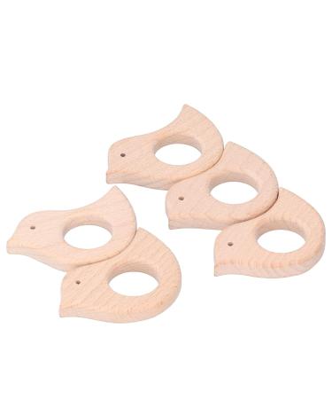 Beech Wooden Bird Teething Toys Set for Natural Pain Relief - 5 Pcs DIY Baby Teether Handiwork Accessory - Buy Online on SooperMarket.com
