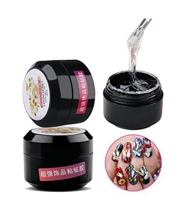 Minejin Nail Art Rhinestone Glue Gem Super Sticky Jewelry 8ml Gel Diamond Polish Decoration With Pen Tools UV Light Cured Needed 2Box 2 Boxes Glue