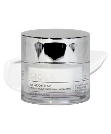 Aqua Rich Intensive Hydrating Cream with Natural Ingredients | Long-lasting Hydration Moisturizer for Sensitive Skin Korean Skin Care Face Cream (1.69 fl.oz 50ml)