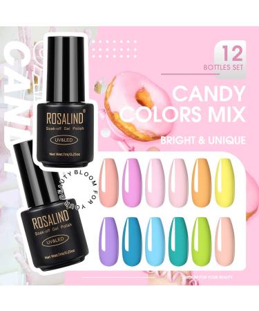 12Pcs Gel Nail Polish Set - Candy Colors Series, Long Lasting DIY Kit for Women - Yellow, Orange, Blue, Green, Pink, Purple - Buy Online on SooperMarket.com
