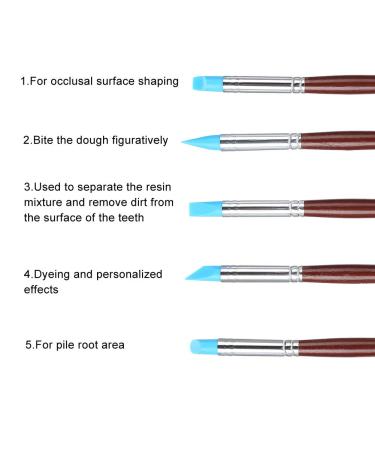 5pcs Dental Silicone Pen Set - Wooden Handle Blue Head Modeling Tools for Tooth & Manicure - International Shipping Available - Buy Online on SooperMarket.com