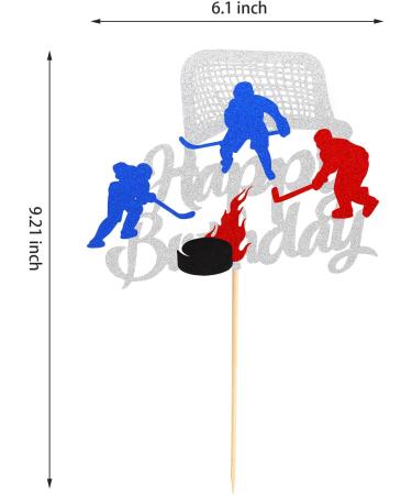 Arthsdite 1Pc Ice Hockey Cake Topper Happy Birthday Sign Sport Cake Decorations Puck Theme for Kids Girl Boy Man Women Birthday Party Supplies - Sliver Glitter Silver - Buy Online on SooperMarket.com