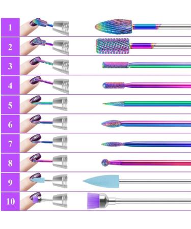 10 Pieces Nail Drill Bits Set Electric Nail Drill Kit Diamond Cuticle Drill Bits Acrylic Nail File Bits Nail Art Tools for Manicure Pedicure Home Salon Use - Buy Online on SooperMarket.com
