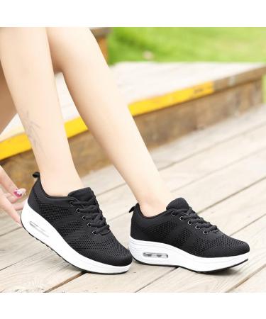 Sistke Women's Outdoor Sneakers - Lightweight Breathable Plateau Sports Shoes - Mesh Running & Street Shoes in Black (Size 36 EU) - Buy Online on SooperMarket.com