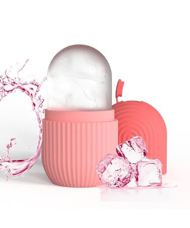 Joyeee Ice Face Roller Reusable Silicone Mold Face Massage Eye Facial Beauty Skin Care Tools Apply Ice for Shrink Pores Anti Wrinkle Reduce Puffiness Improve Skin Elasticity Striped Pink