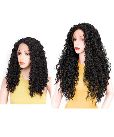 HBINGBING 26 Long Curly Black Synthetic Lace Front Wig - Stylish Braided Wigs for African American Women #1B - Buy Online on SooperMarket.com