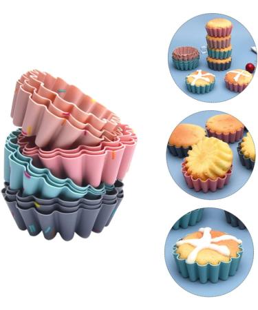 12 Pcs Silicone Muffin Cup Silicone Molds Reusable Cupcake Liners Reusable Baking Molds Delicate 7.5X6.3CM Assorted Color - Buy Online on SooperMarket.com