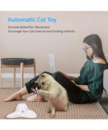 Flurff Interactive Cat Toy Butterfly - Electric Flutter Rotating Kitten Toy for Funny Exercise - Cat Teaser with Replacement White - Shop Now! - Buy Online on SooperMarket.com
