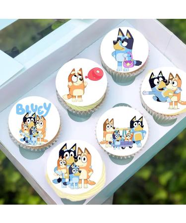 24 x Pre-Cut Bluey 3 Edible Stand up Wafer Paper Cupcake Toppers Cake Decorations Birthday Party Blue Dog - Buy Online on SooperMarket.com