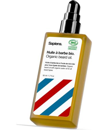 Sapiens Barbershop Beard Oil 50ml - Cosmos Organic Certified Beard Growth Oil - Natural Oils for Moisturizing and Promoting Growth - Made in France - Buy Online on SooperMarket.com