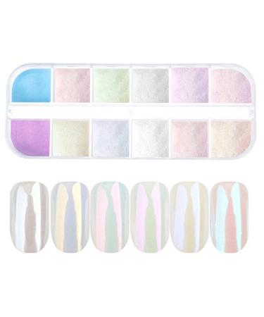 Smilcloud 12 Colors Chrome Nail Powder Chrome Nail Powder for DIY Nail Art Decoration Aurora Effect Nail Chrome Powders