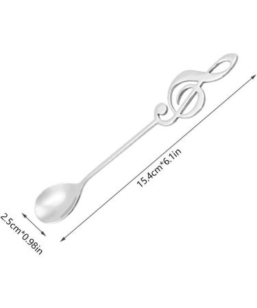 Stirring Spoon Stainless Steel Dessert Spoon Musical Note Coffee Drinking Stirring Spoons 15.5 * 2.5cm(Silver) - Buy Online on SooperMarket.com