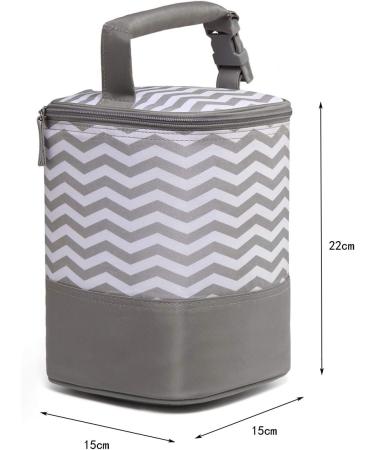 LCY Insulated Baby Bottle Cooler Bag - Grey & White Waves | Fits 4 Bottles | Hanging Strap Included - Buy Online on SooperMarket.com