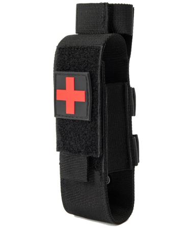 Yoncono Tactical Molle Tourniquet holder portable tq bag military first aid equipment case & trauma medical scissor pocket #1 black