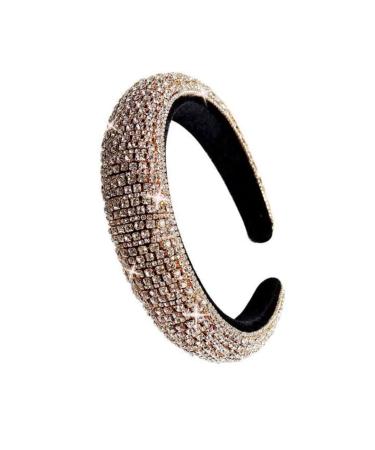 Crystal Diamond Headband for Women Fashionable Handmade Wide Hair Hoops Beaded Bling HairBand Hair Accessories Pearl headdress