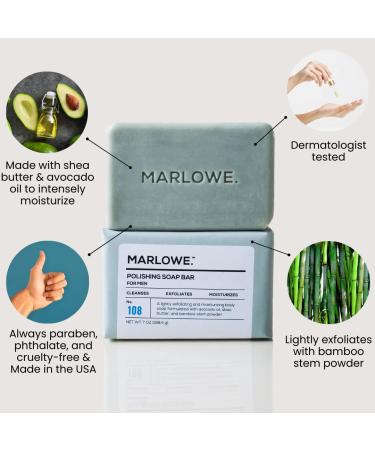 MARLOWE No. 108 Polishing Soap Bar - Cleansing & Moisturizing Bar for Men - Buy Online on SooperMarket.com