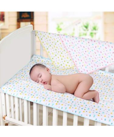 Eco-Friendly Baby Waterproof Mattress Pad - Breathable Reusable Cotton Cover (3 Pack XL 70x105 cm) in Pink/Blue/Yellow - Buy Online on SooperMarket.com