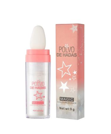 Lovelycat Body Glitter Powder Stick Face highlights Shimmer Face and Body Highlighter Powder with Sponge Head Magic Colour Shiner Powder for Face Body Arms Collarbones and Leg (01#White)