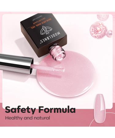 Modelones Nude Glitter Pink Builder Nail Gel - 8-in-1 Strengthener & Extension Gel - 15ML Bottle - Ideal Gift for Women - Buy Online on SooperMarket.com